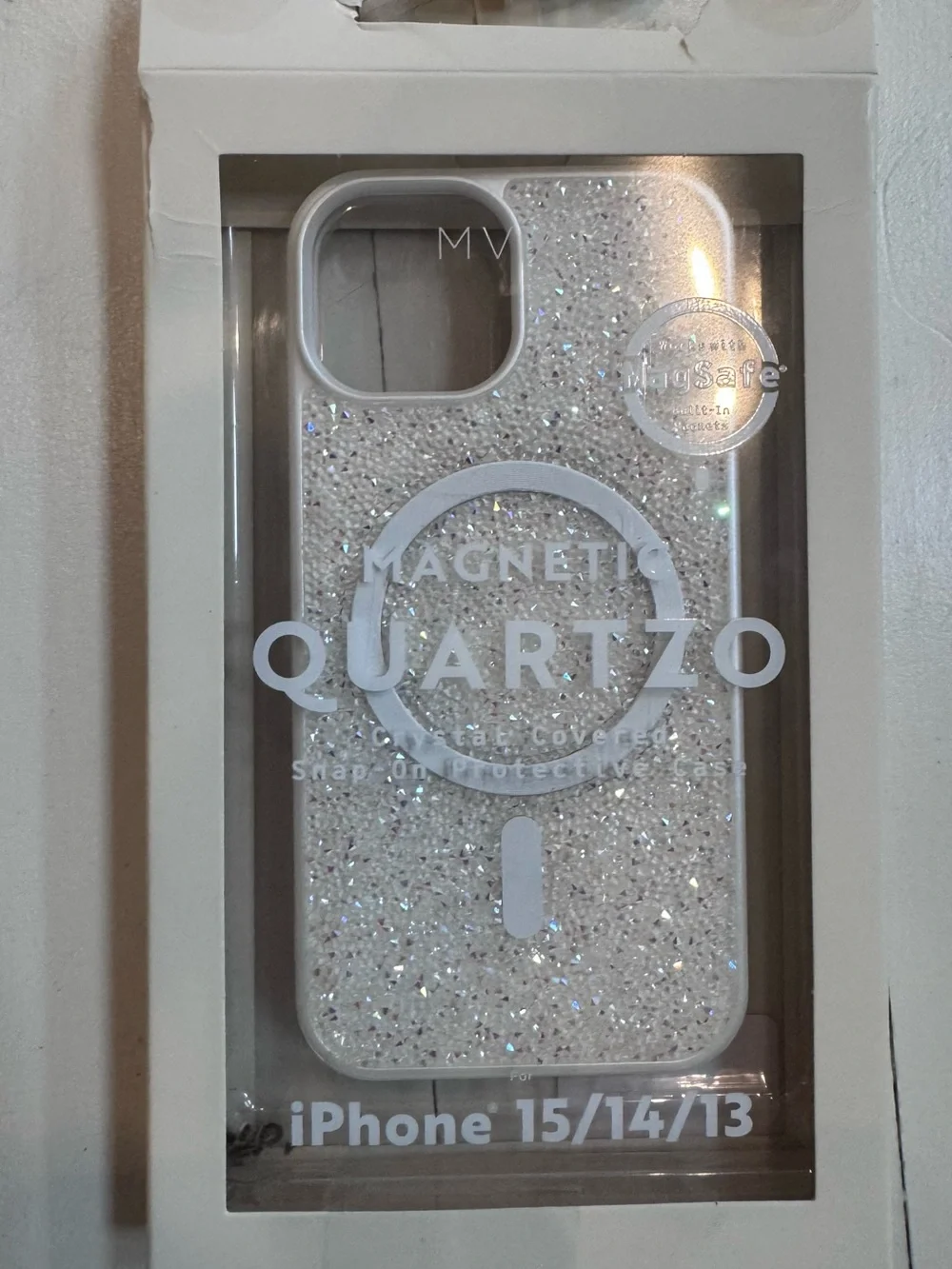 Magnetic Glitter Phone Case for iPhone 15/14/13 - White Sparkle